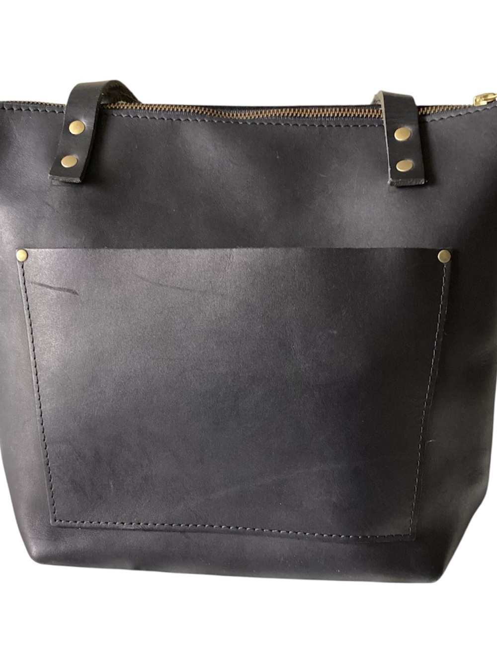 Portland Leather Goods black leather tote/purse with zip closure USA